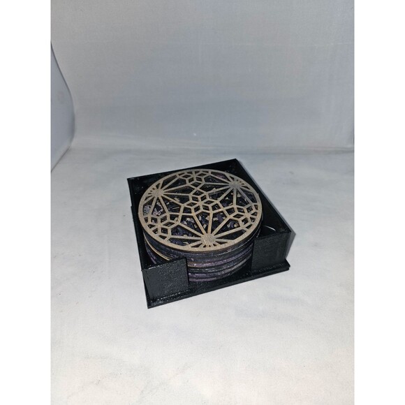 Set of 12 coasters and holder. - Picture 1 of 4